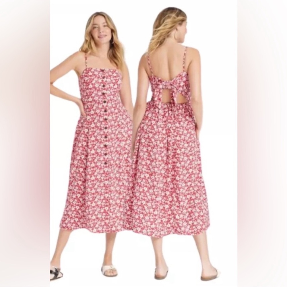 Universal Thread Dark Pink Floral Button-Front Su… - image 4